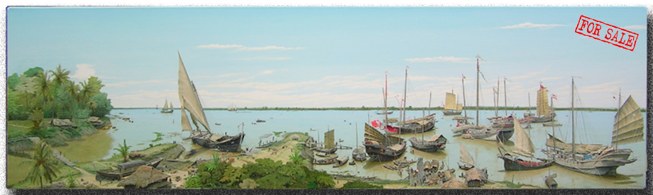 Maritime painting of the Mekong-delta near Saigon